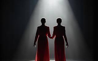 Atrizes em performance teatral dramática